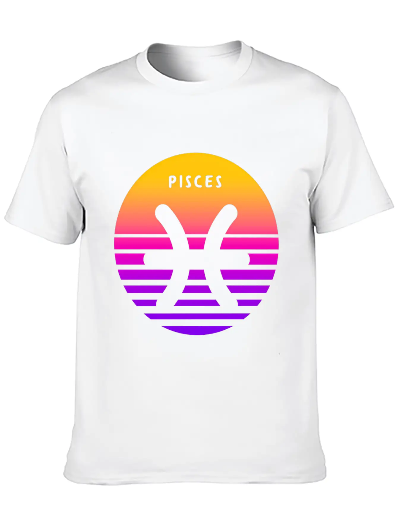 Pisces Zodiac Sign Sunset Pisces Unisex Short Sleeve Soft Cotton T-Shirt – Casual Everyday Wear