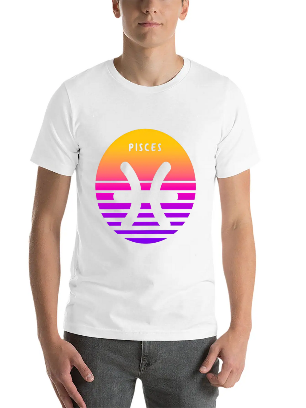 Pisces Zodiac Sign Sunset Pisces Unisex Short Sleeve Soft Cotton T-Shirt – Casual Everyday Wear