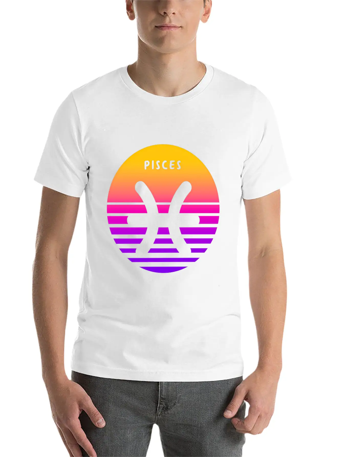 Pisces Zodiac Sign Sunset Pisces Unisex Short Sleeve Soft Cotton T-Shirt – Casual Everyday Wear