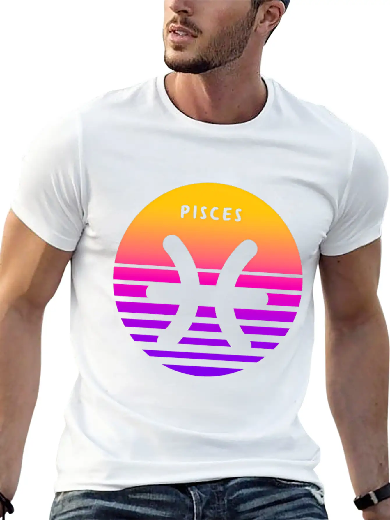 Pisces Zodiac Sign Sunset Pisces Unisex Short Sleeve Soft Cotton T-Shirt – Casual Everyday Wear
