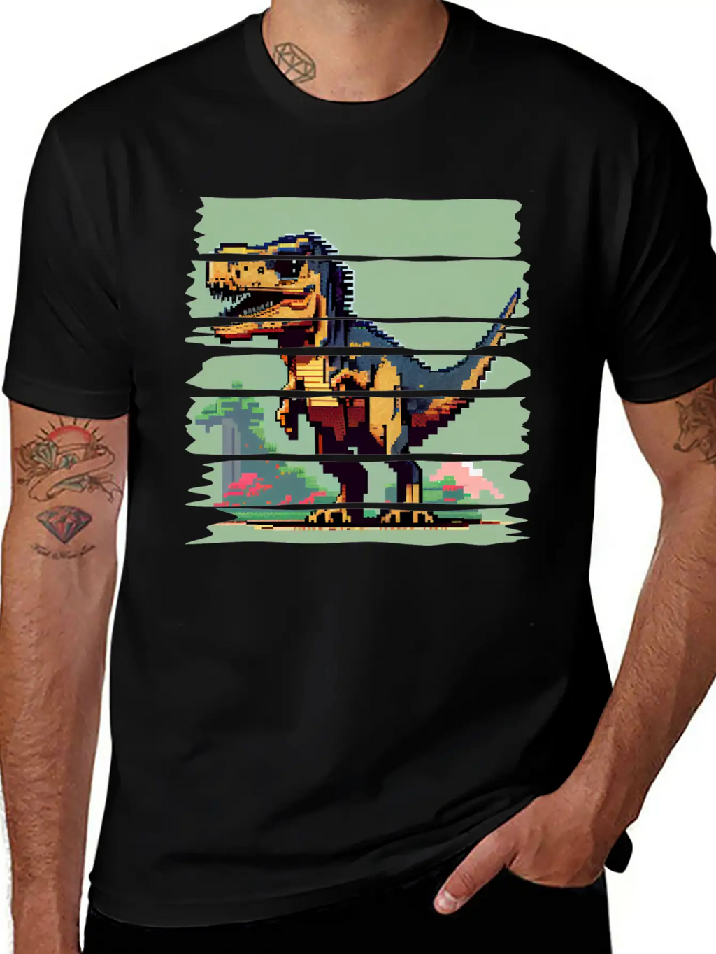 Pixel 8-bit Dinosaur Breathable Soft Cotton T-Shirt – Timeless Casual Look