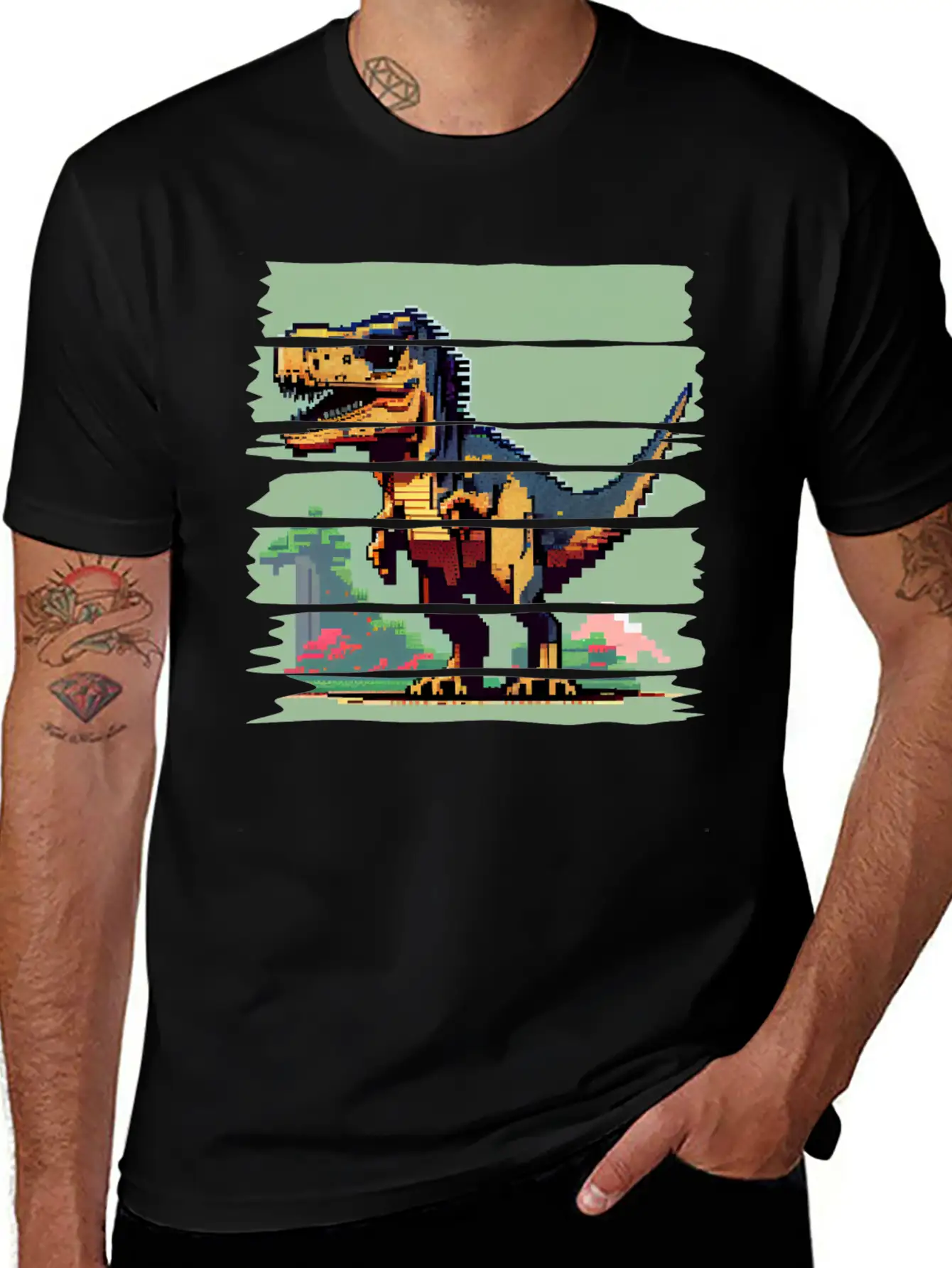 Pixel 8-bit Dinosaur Breathable Soft Cotton T-Shirt – Timeless Casual Look