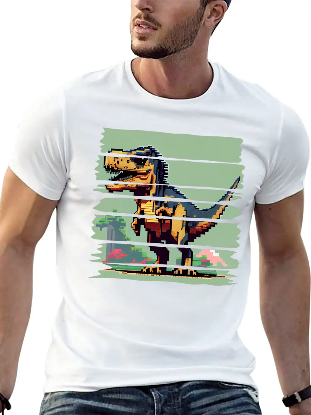 Pixel 8-bit Dinosaur Breathable Soft Cotton T-Shirt – Timeless Casual Look