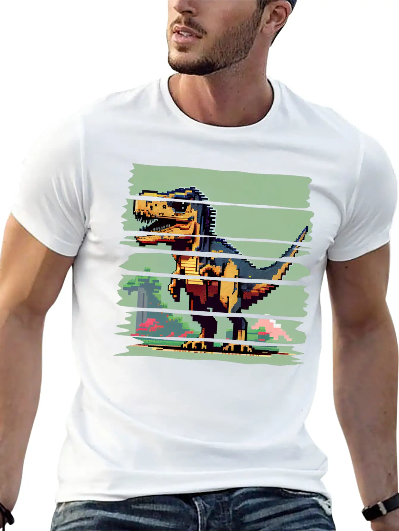 Pixel 8-bit Dinosaur Breathable Soft Cotton T-Shirt – Timeless Casual Look