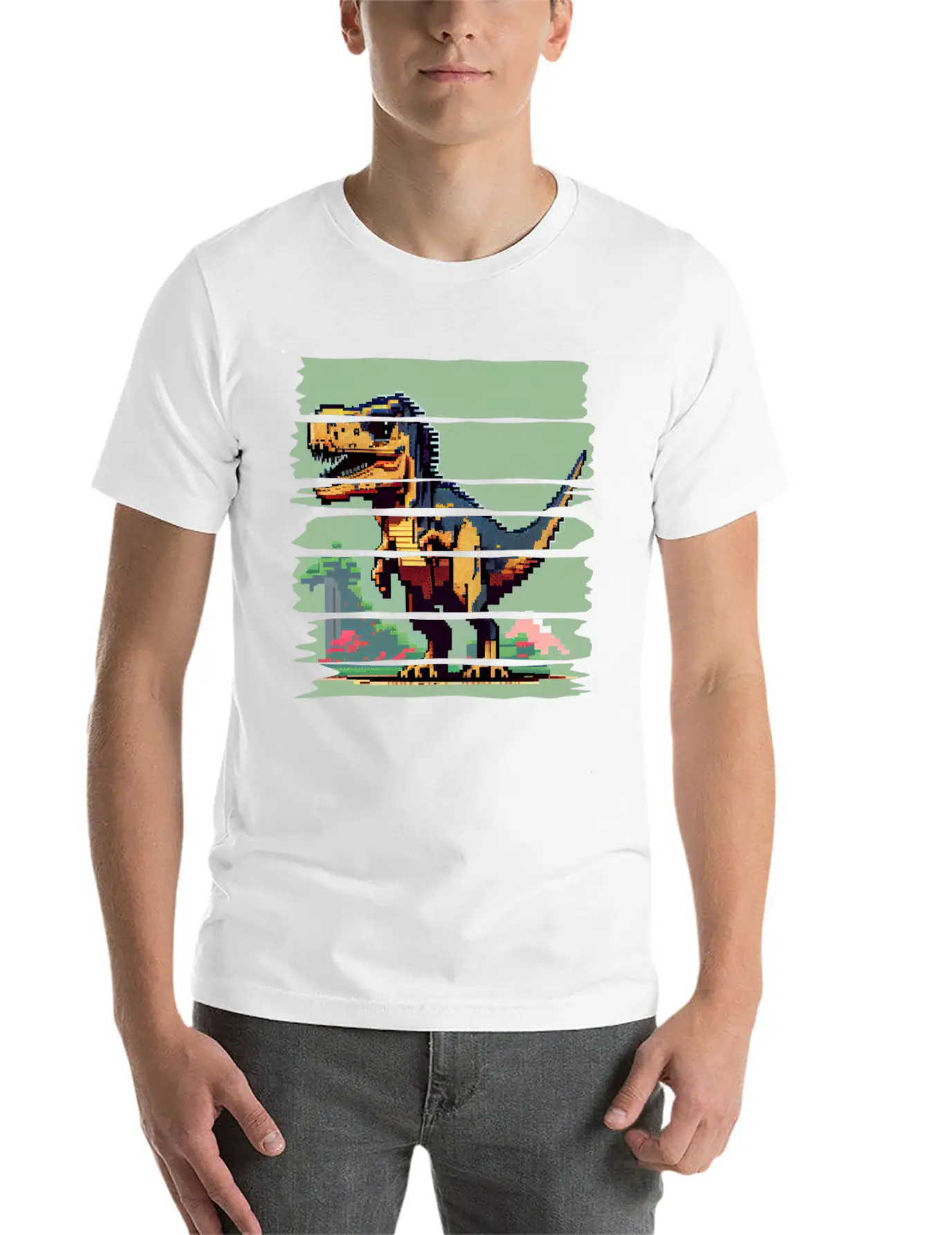 Pixel 8-bit Dinosaur Breathable Soft Cotton T-Shirt – Timeless Casual Look