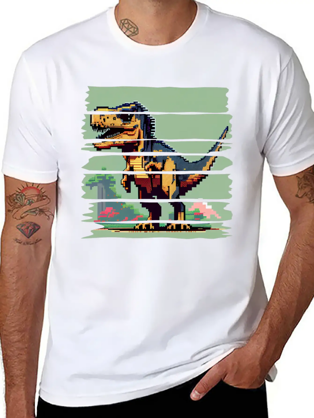 Pixel 8-bit Dinosaur Breathable Soft Cotton T-Shirt – Timeless Casual Look