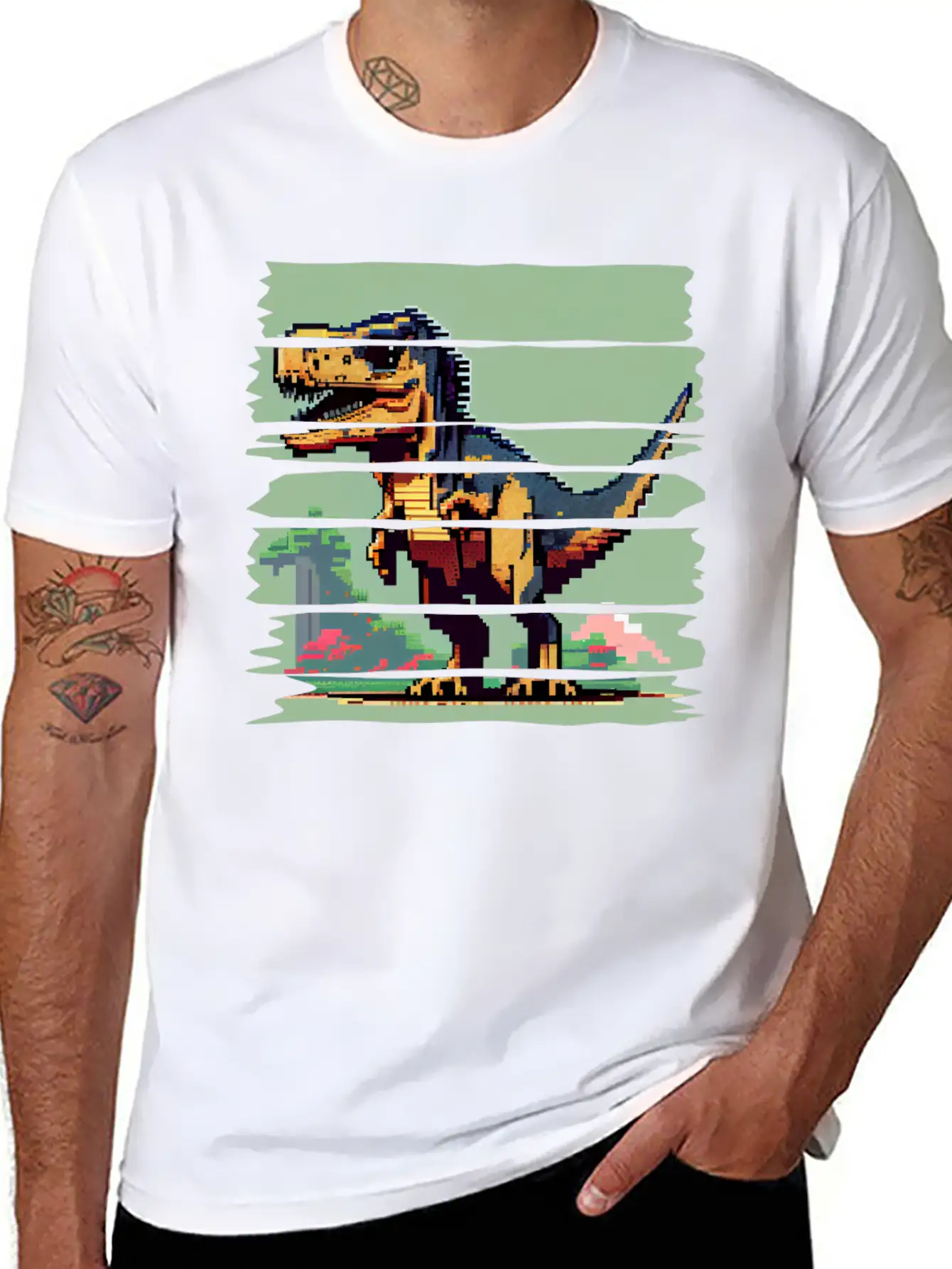Pixel 8-bit Dinosaur Breathable Soft Cotton T-Shirt – Timeless Casual Look