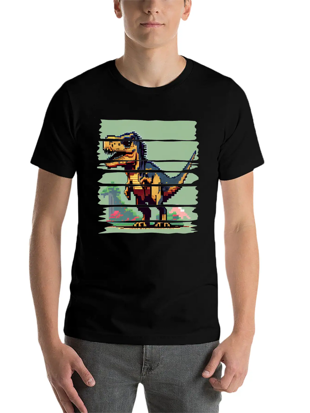 Pixel 8-bit Dinosaur Breathable Soft Cotton T-Shirt – Timeless Casual Look