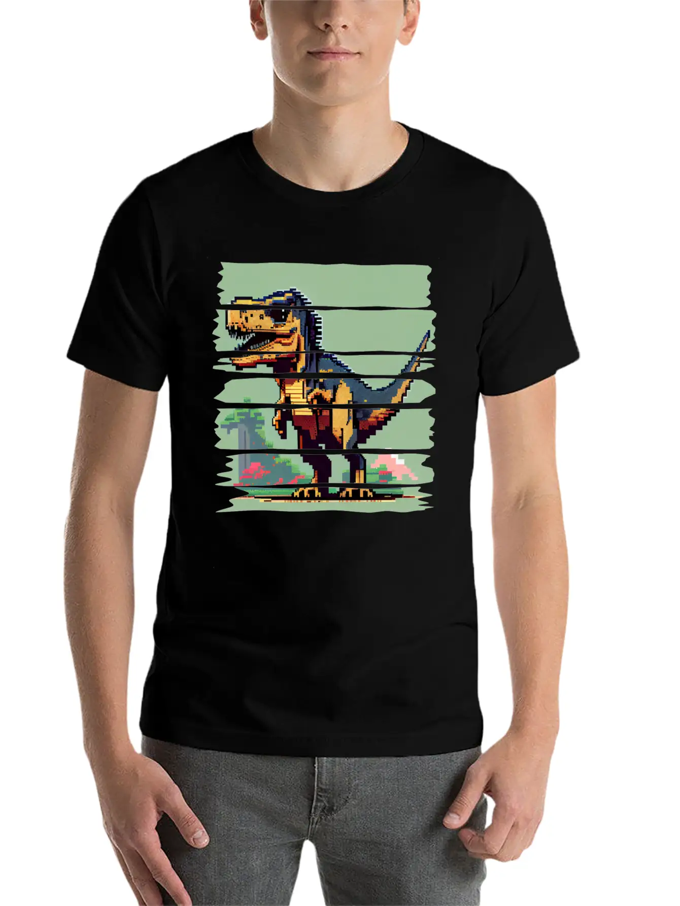 Pixel 8-bit Dinosaur Breathable Soft Cotton T-Shirt – Timeless Casual Look