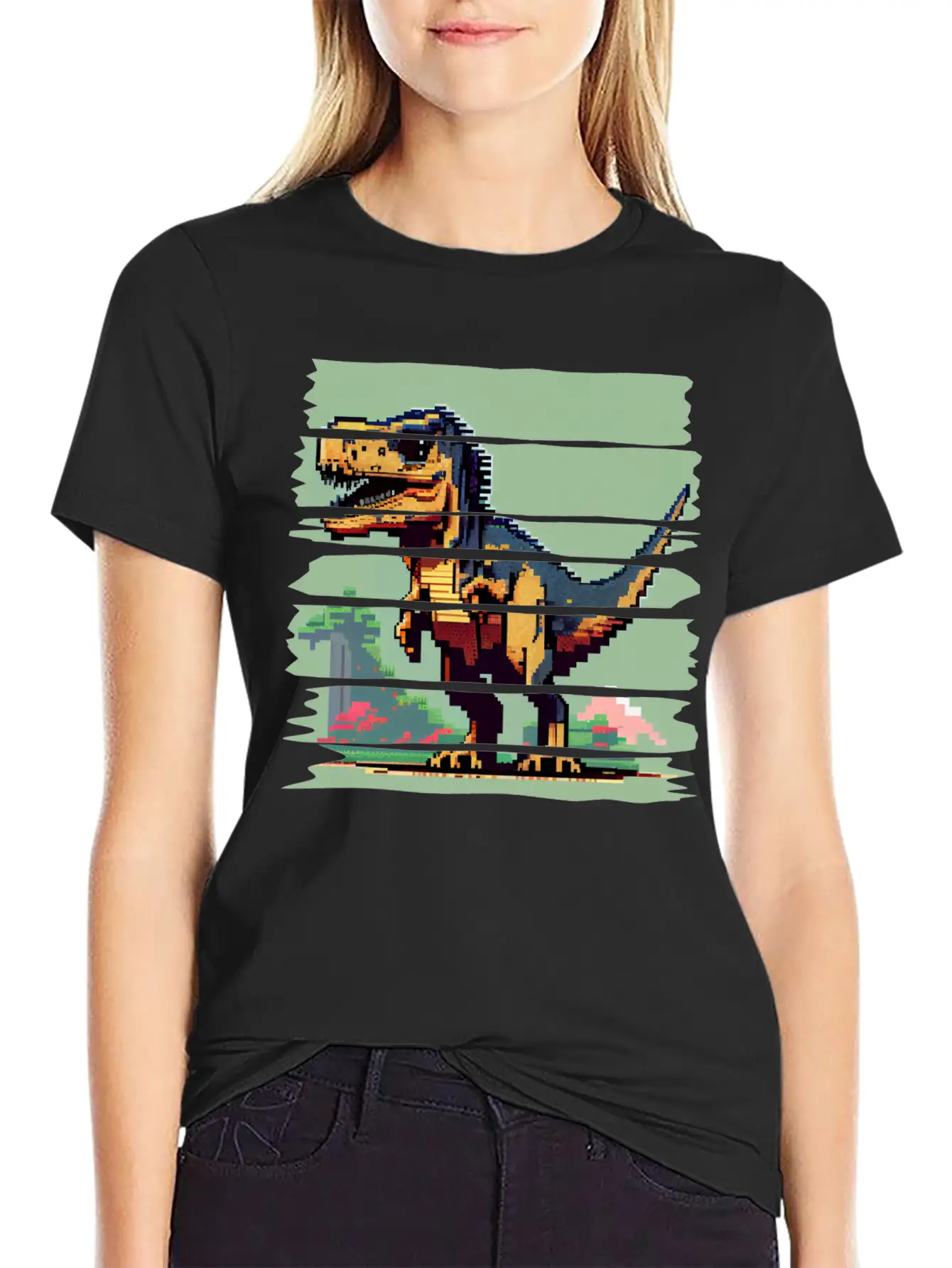 Pixel 8-bit Dinosaur Breathable Soft Cotton T-Shirt – Timeless Casual Look
