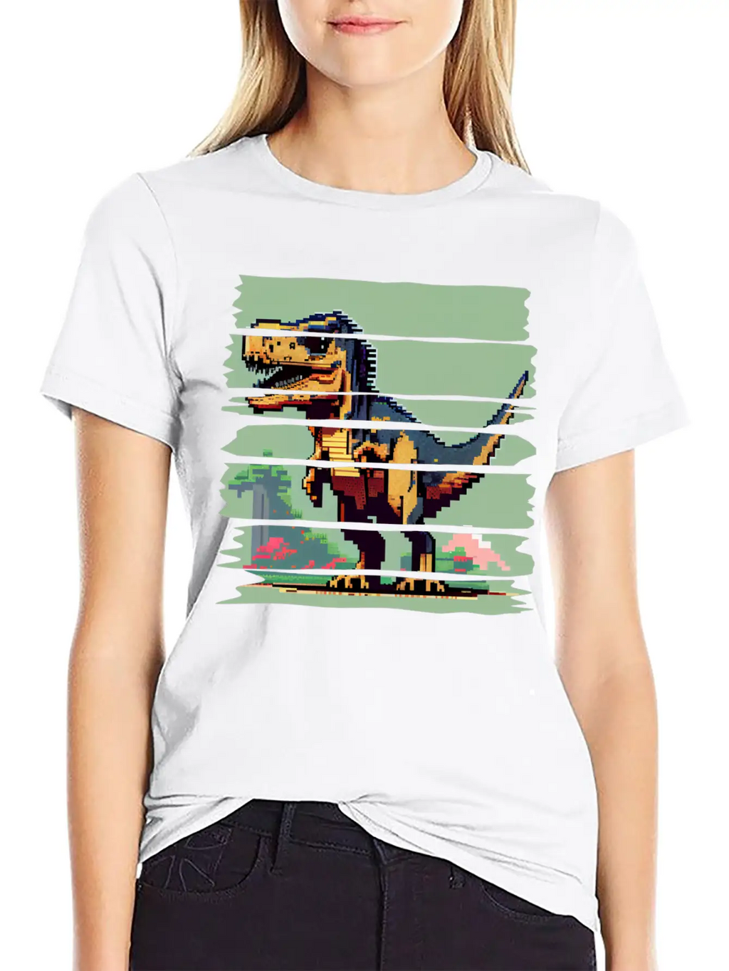 Pixel 8-bit Dinosaur Breathable Soft Cotton T-Shirt – Timeless Casual Look