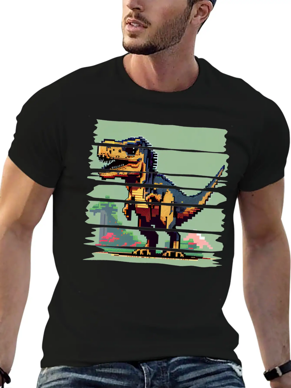 Pixel 8-bit Dinosaur Breathable Soft Cotton T-Shirt – Timeless Casual Look