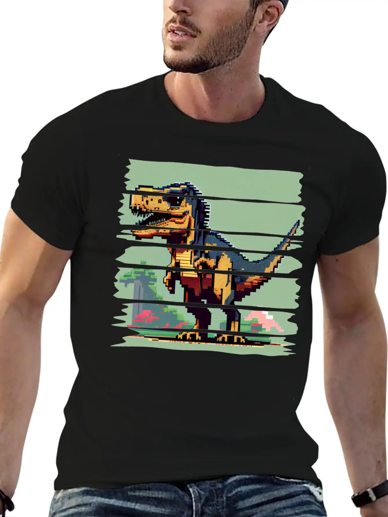 Pixel 8-bit Dinosaur Breathable Soft Cotton T-Shirt – Timeless Casual Look