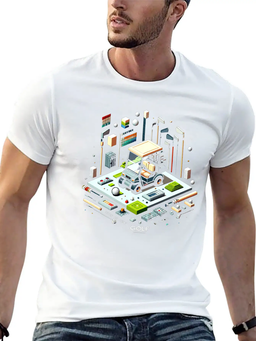 Pixel Golf Scene Mastery Stylish Everyday T-Shirt – Unisex Basic Cotton Tee