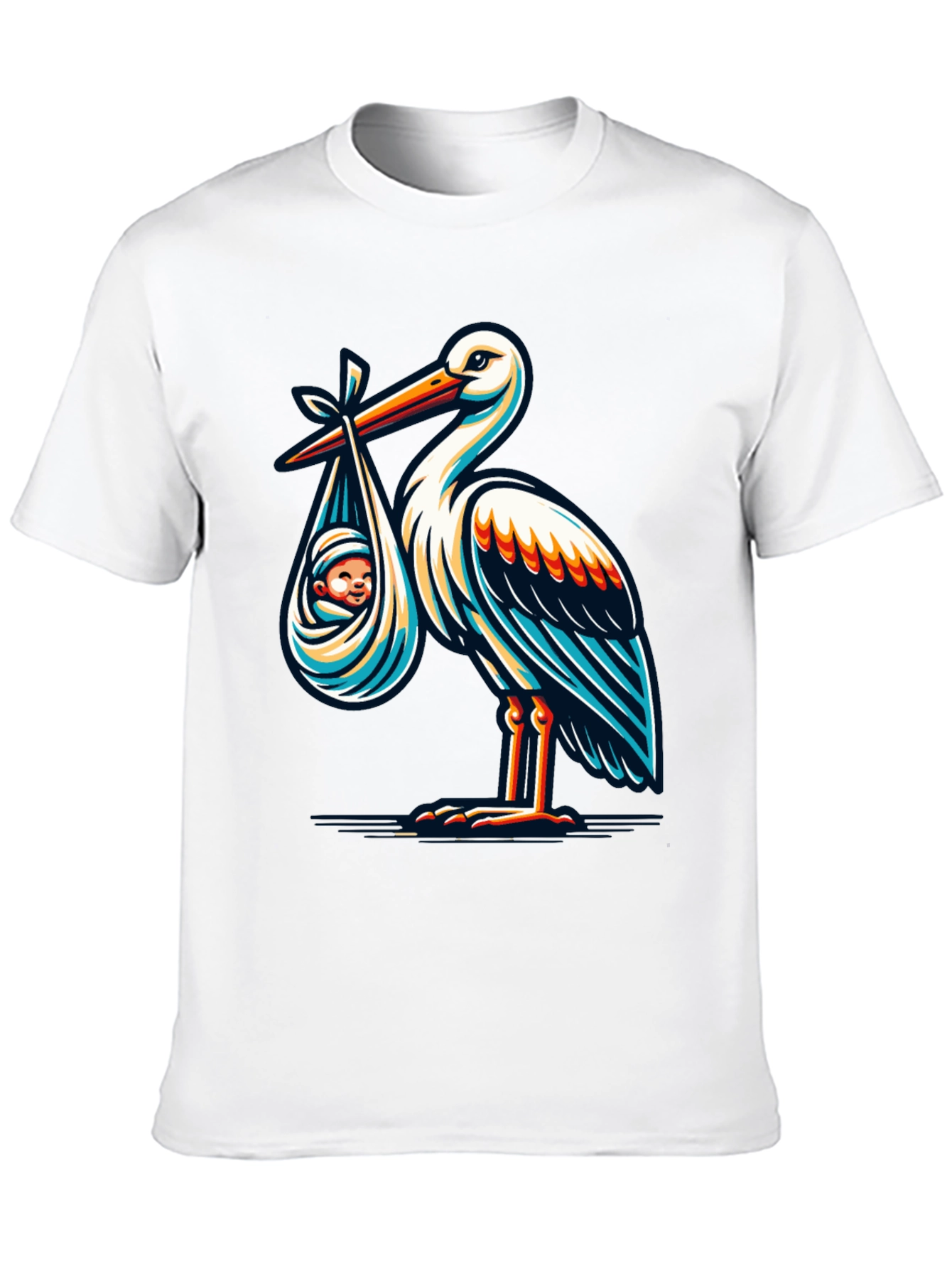 Stork & Baby Graphic T-Shirt - Black Cotton Blend