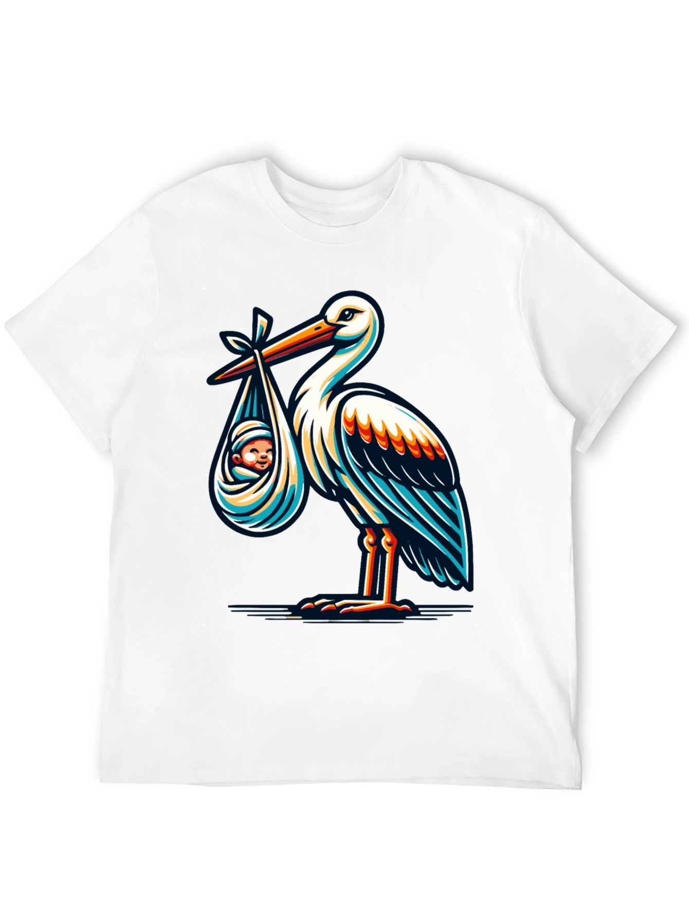 Stork & Baby Graphic T-Shirt - Black Cotton Blend