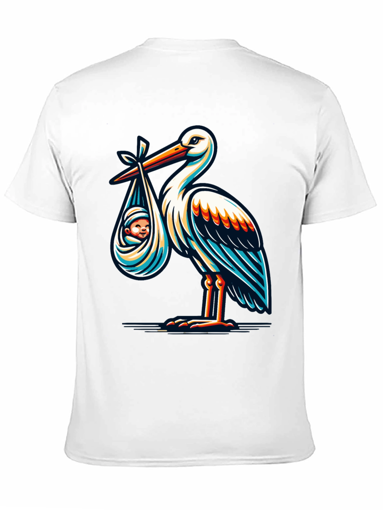 Stork & Baby Graphic T-Shirt - Black Cotton Blend