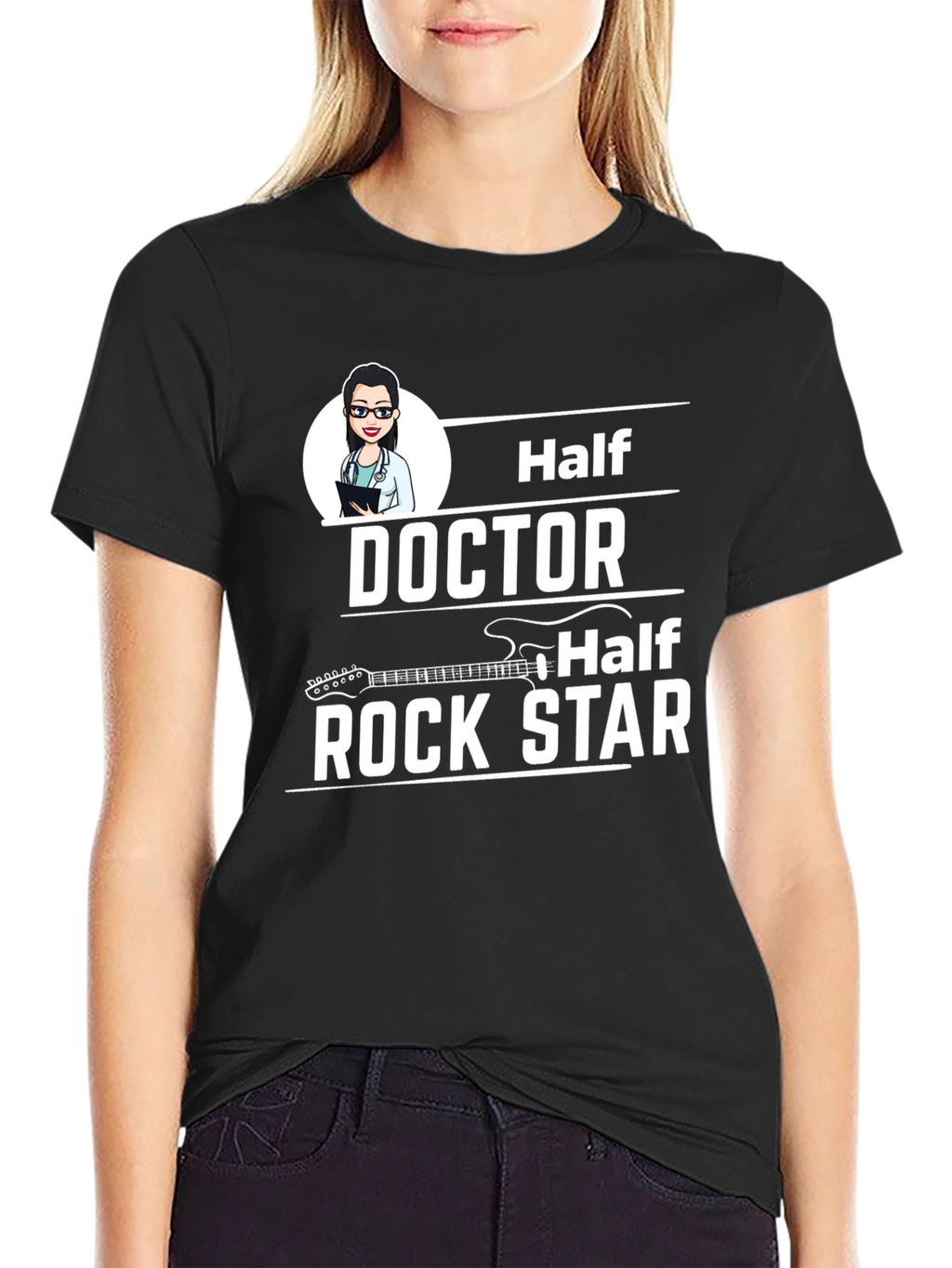 Half Doctor Half Rock Star Black T-Shirt