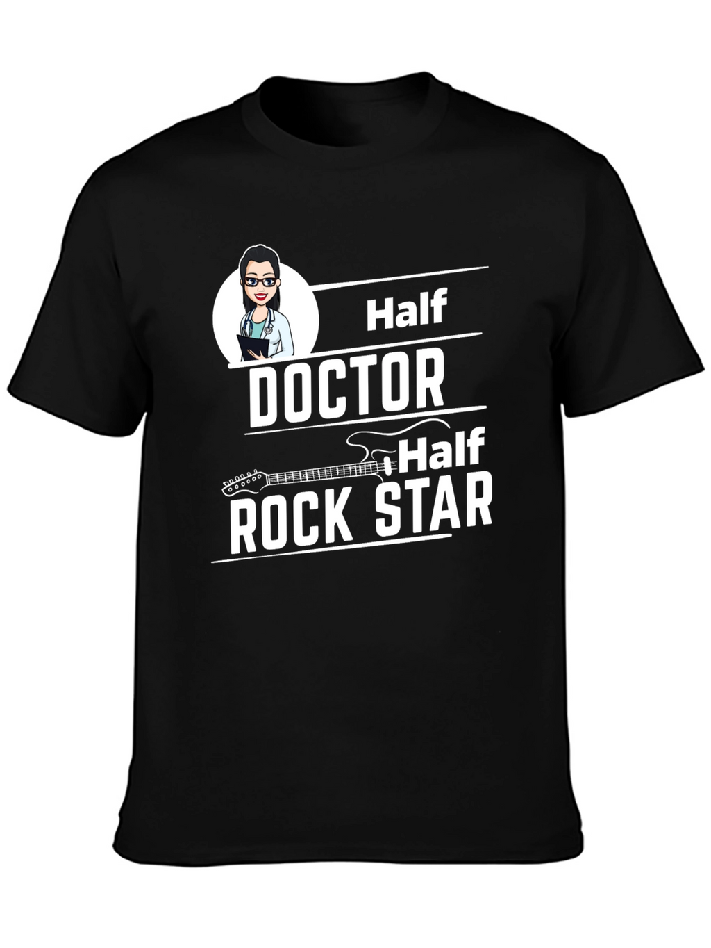Half Doctor Half Rock Star Black T-Shirt