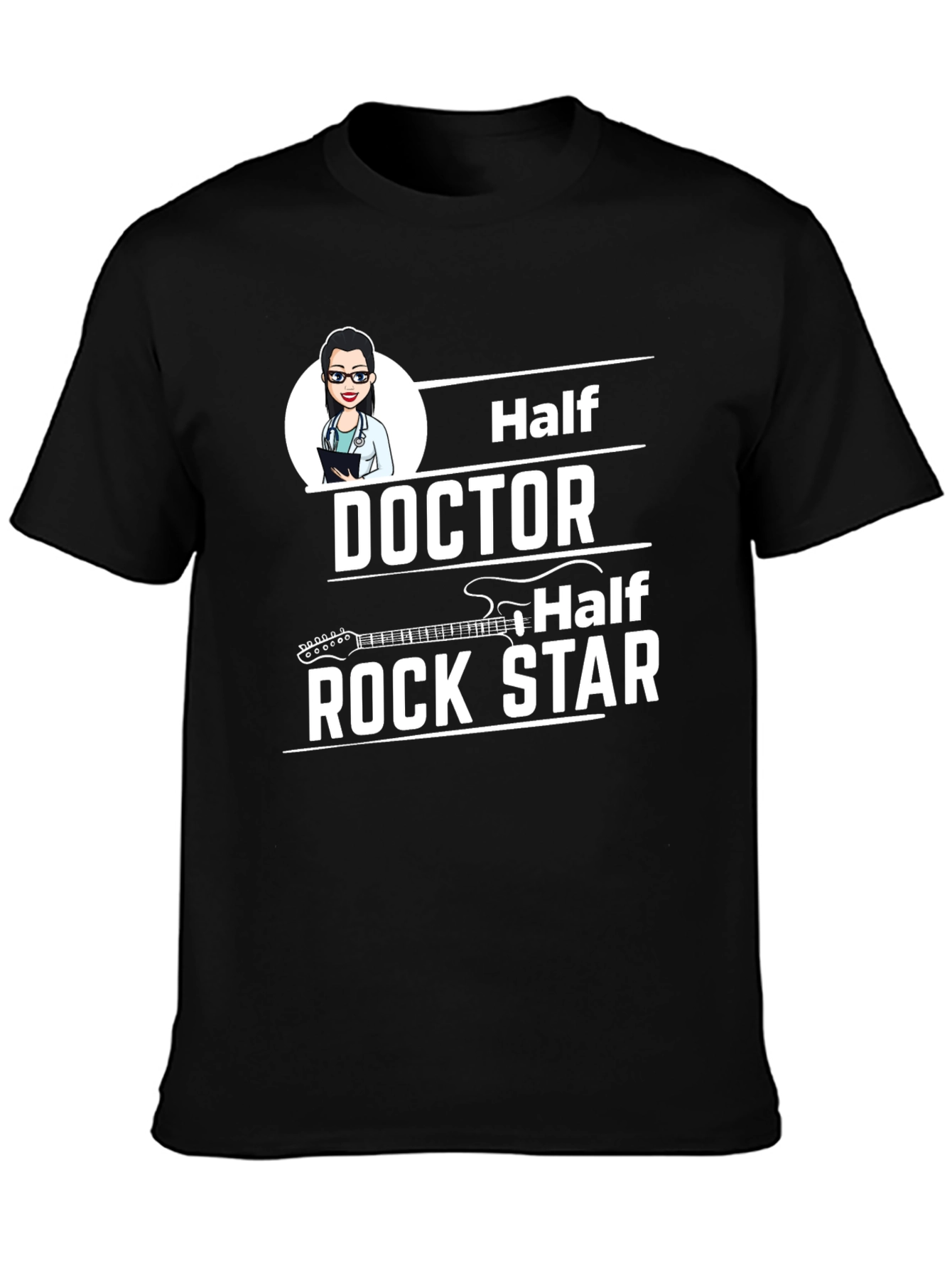 Half Doctor Half Rock Star Black T-Shirt