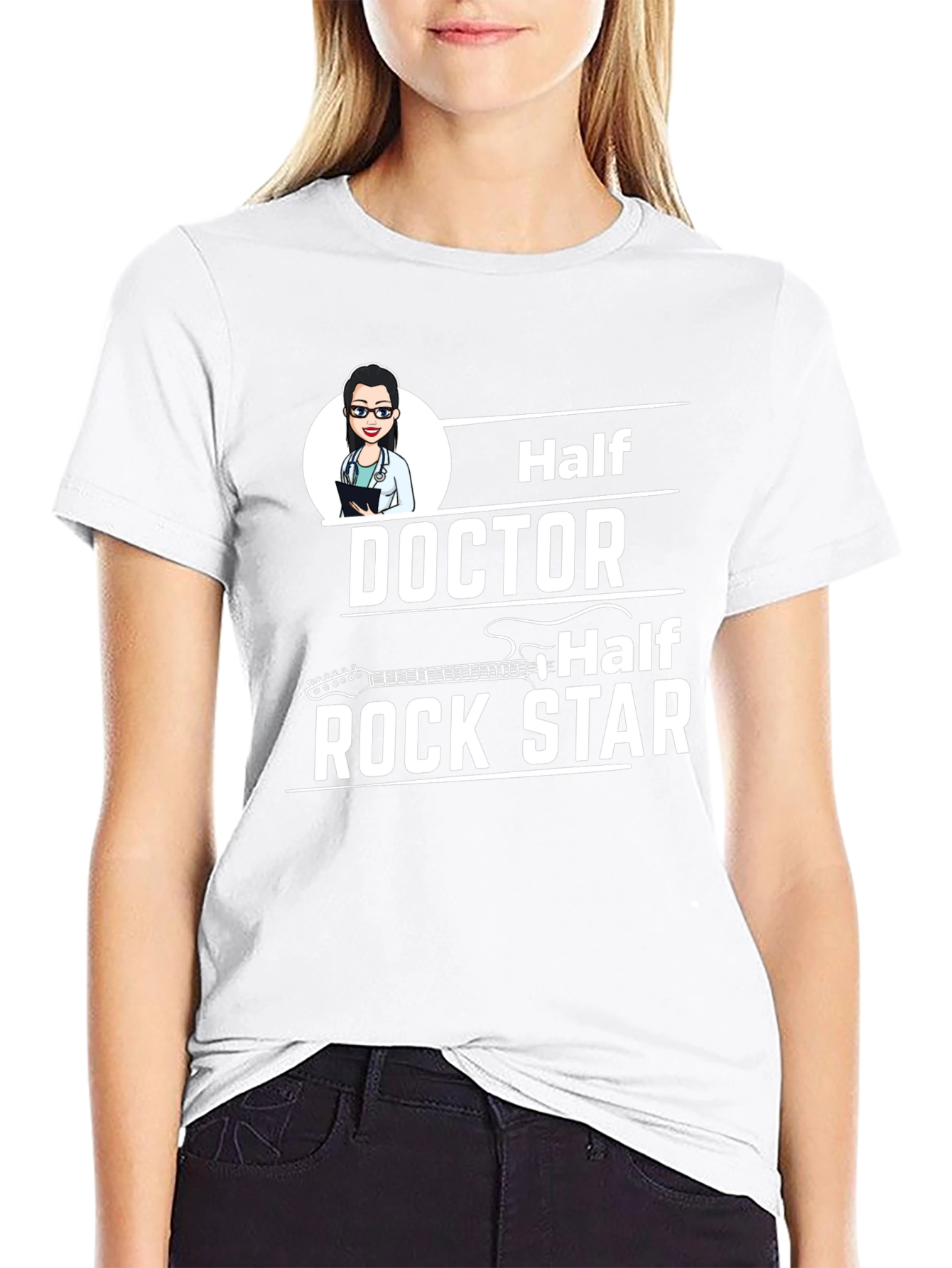 Half Doctor Half Rock Star Black T-Shirt