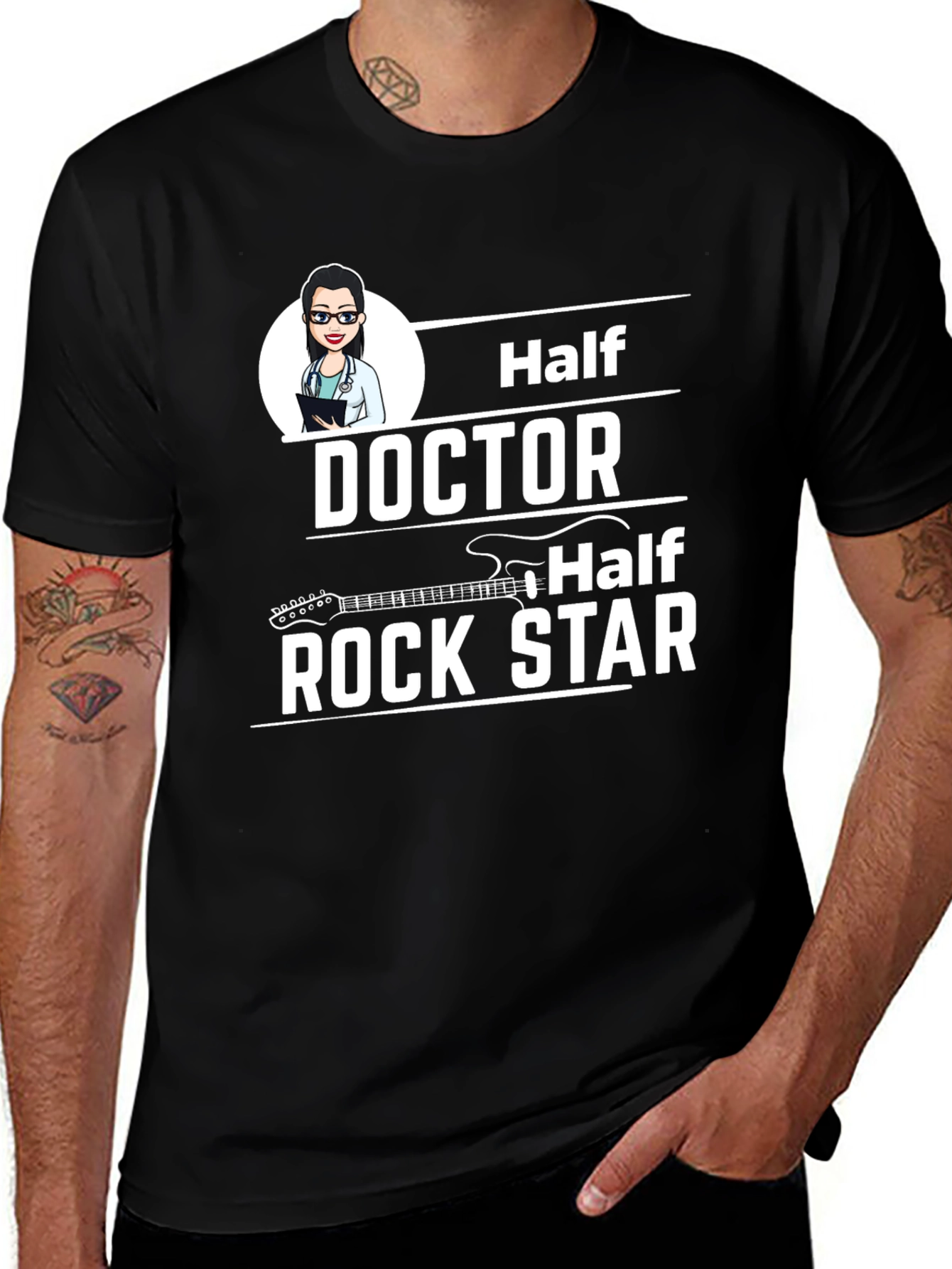 Half Doctor Half Rock Star Black T-Shirt
