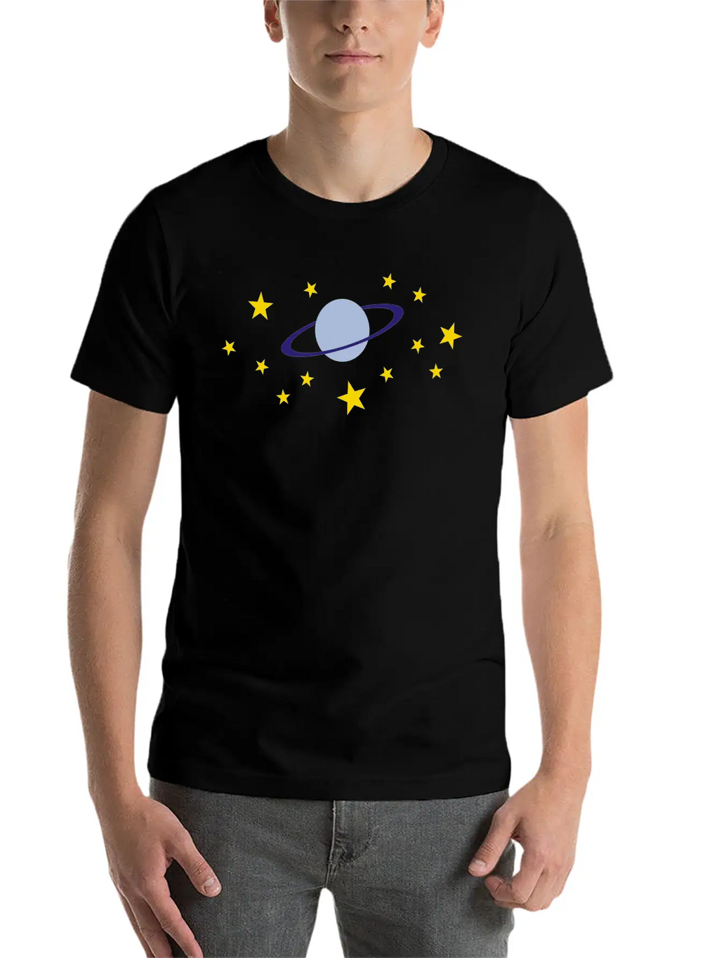 Planet And Stars Casual Graphic T-Shirt – Simple And Comfortable Daily Wear