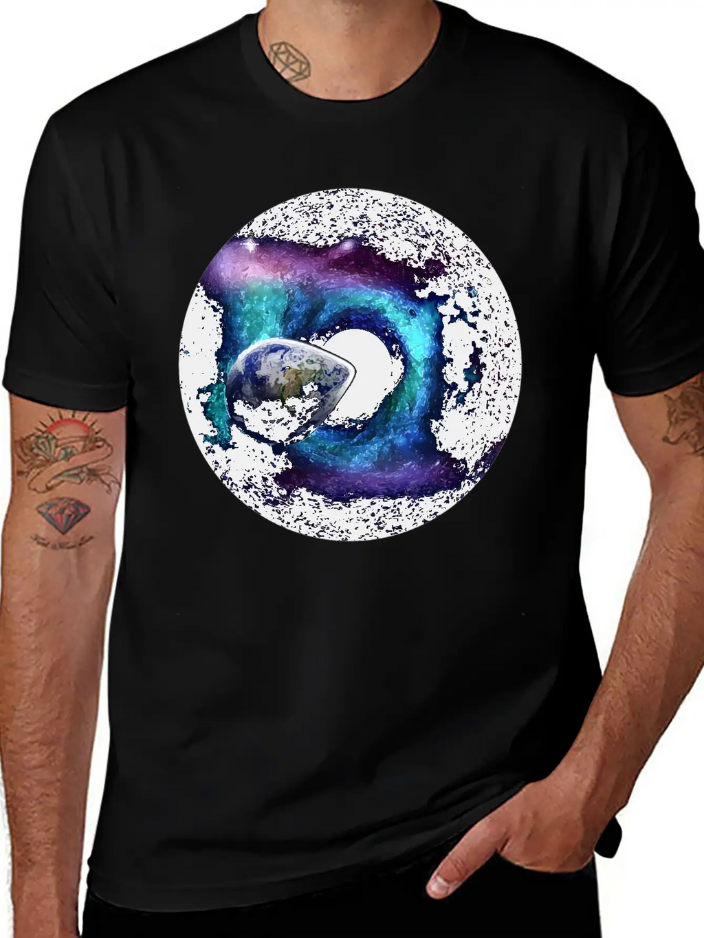 Planet Earth Swallowed By A Black Hole Gift Casual Graphic T-Shirt – Simple And Comfortable Daily Wear