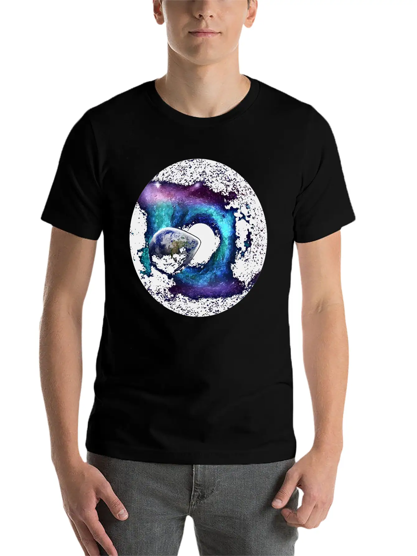 Planet Earth Swallowed By A Black Hole Gift Casual Graphic T-Shirt – Simple And Comfortable Daily Wear