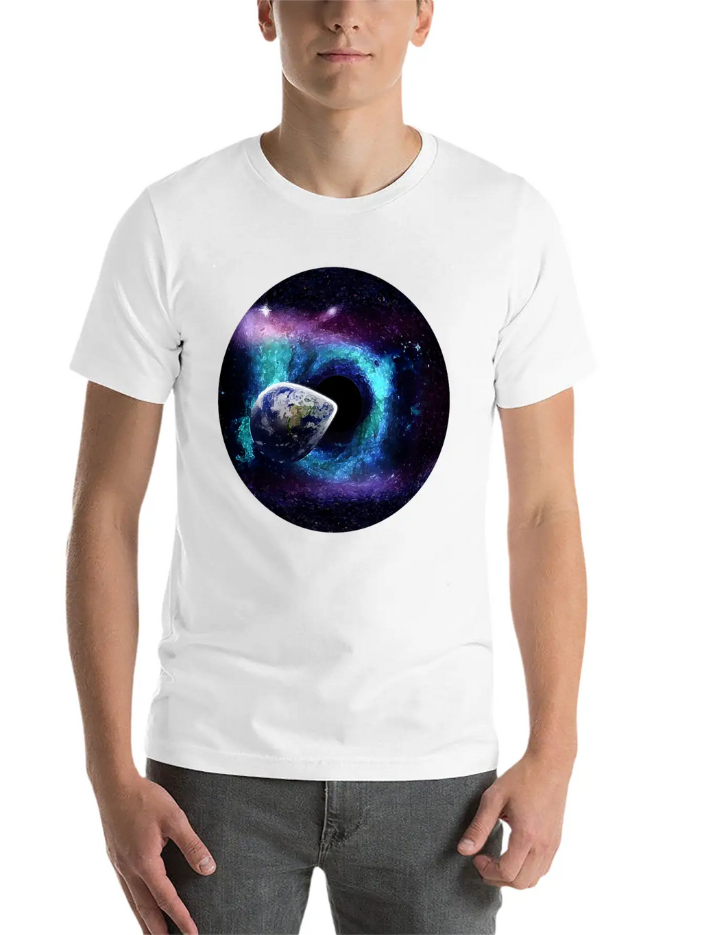 Planet Earth Swallowed By A Black Hole Gift Casual Graphic T-Shirt – Simple And Comfortable Daily Wear