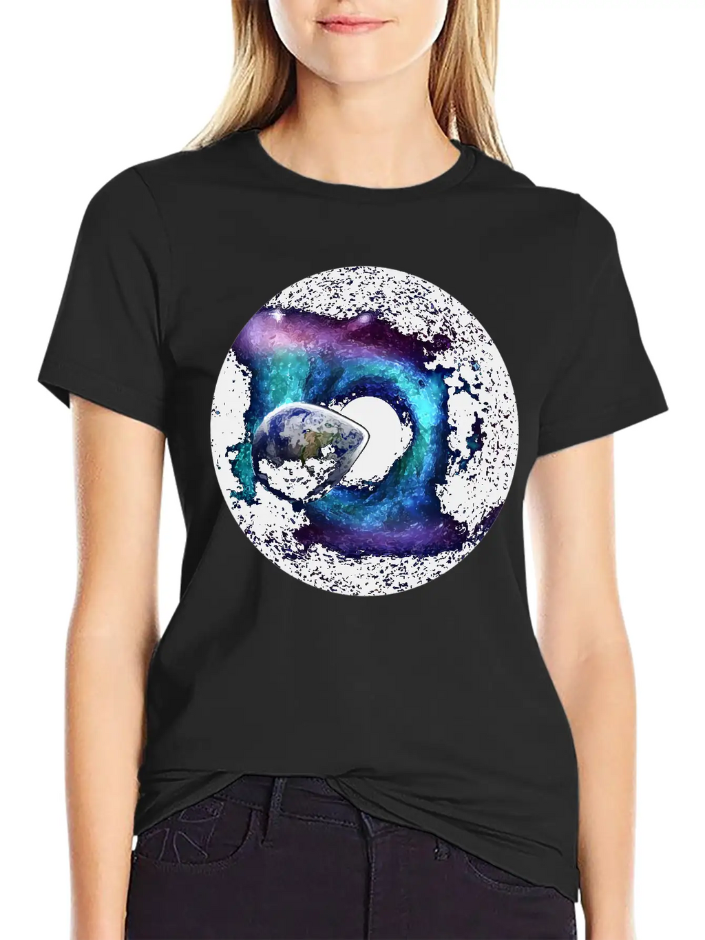 Planet Earth Swallowed By A Black Hole Gift Casual Graphic T-Shirt – Simple And Comfortable Daily Wear