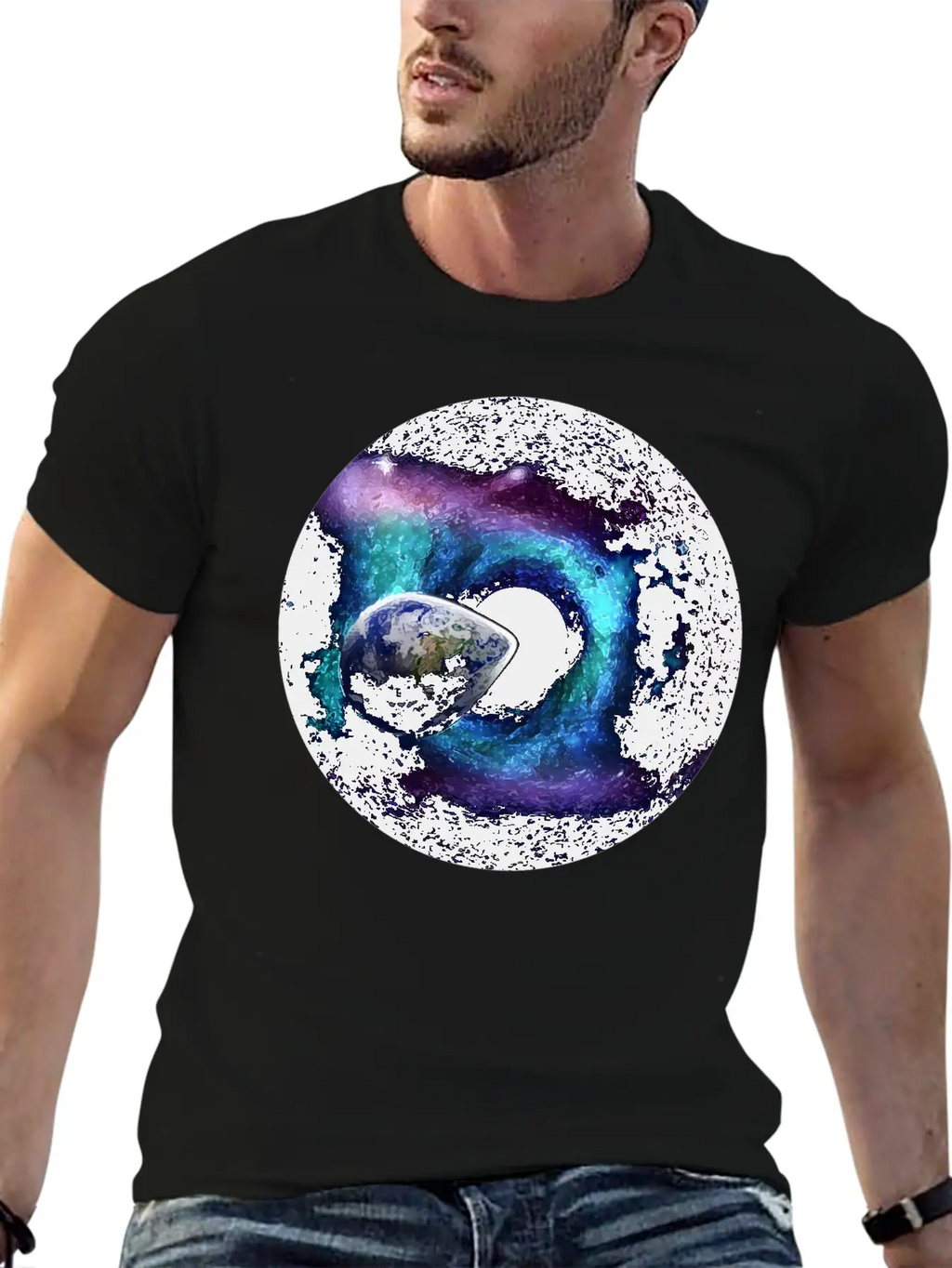Planet Earth Swallowed By A Black Hole Gift Casual Graphic T-Shirt – Simple And Comfortable Daily Wear