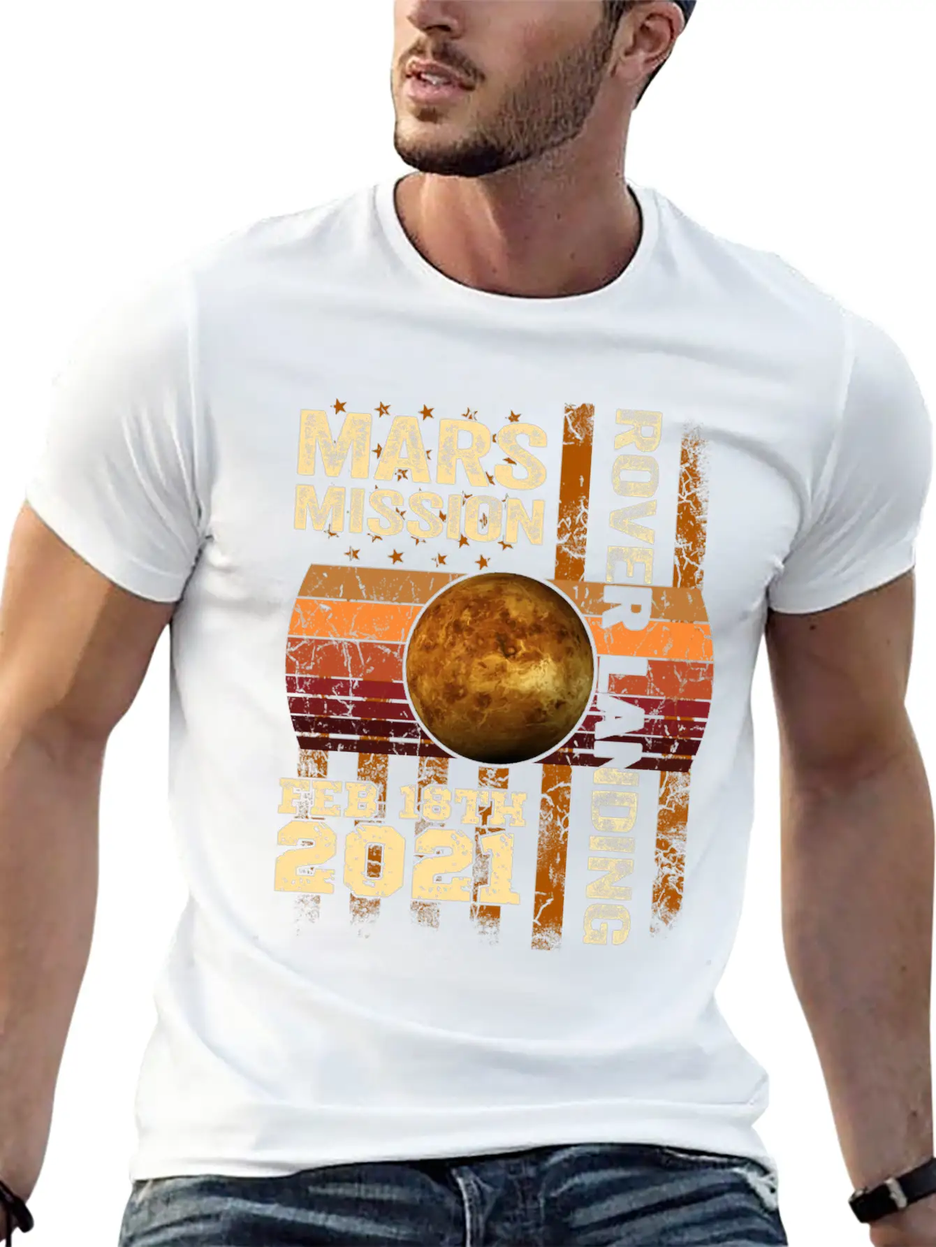 Planet Mars Mission Rover Landing 2021 Gift Essential Cotton Tee For Daily Outfits – Unisex Style