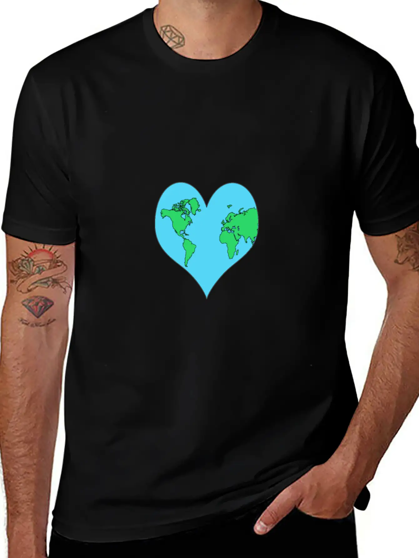 Planet, Mother Earth Heart Earth Day Gift Casual Graphic T-Shirt – Simple And Comfortable Daily Wear