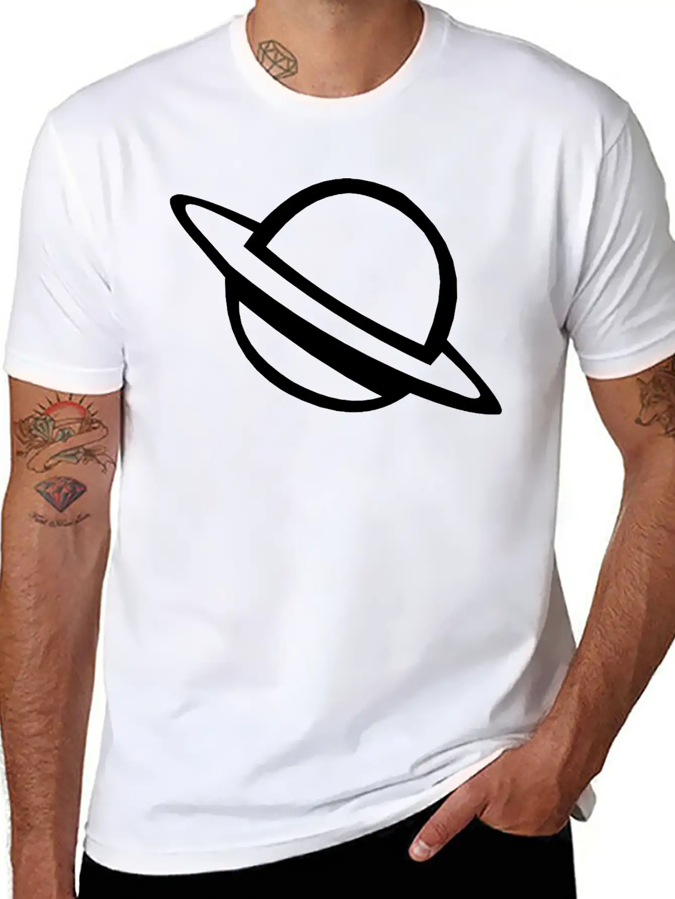 Planet With Ring Casual Graphic T-Shirt – Simple And Comfortable Daily Wear