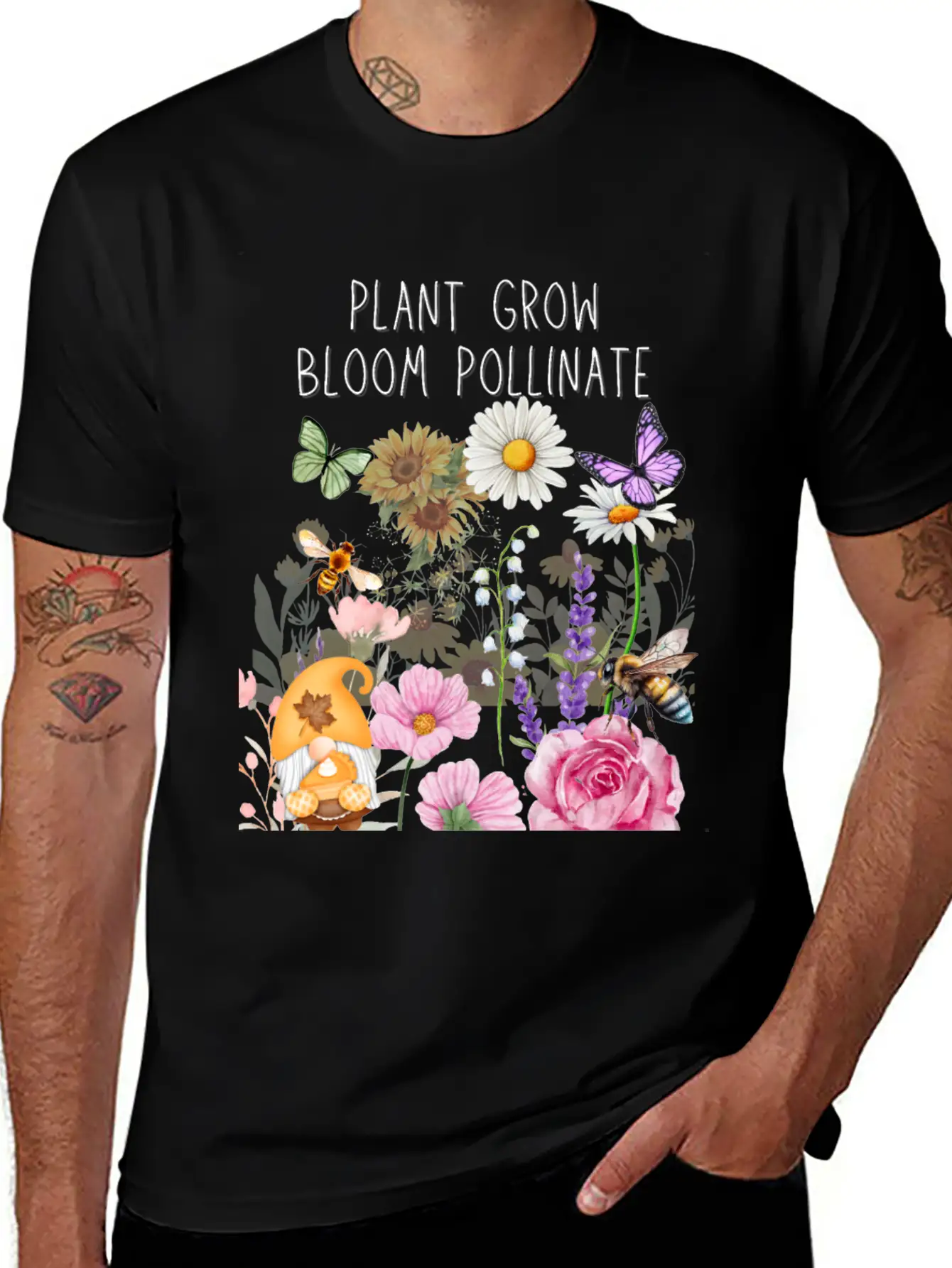 Plant Grow Bloom Pollinate Colorful Design Stylish Everyday T-Shirt – Unisex Basic Cotton Tee