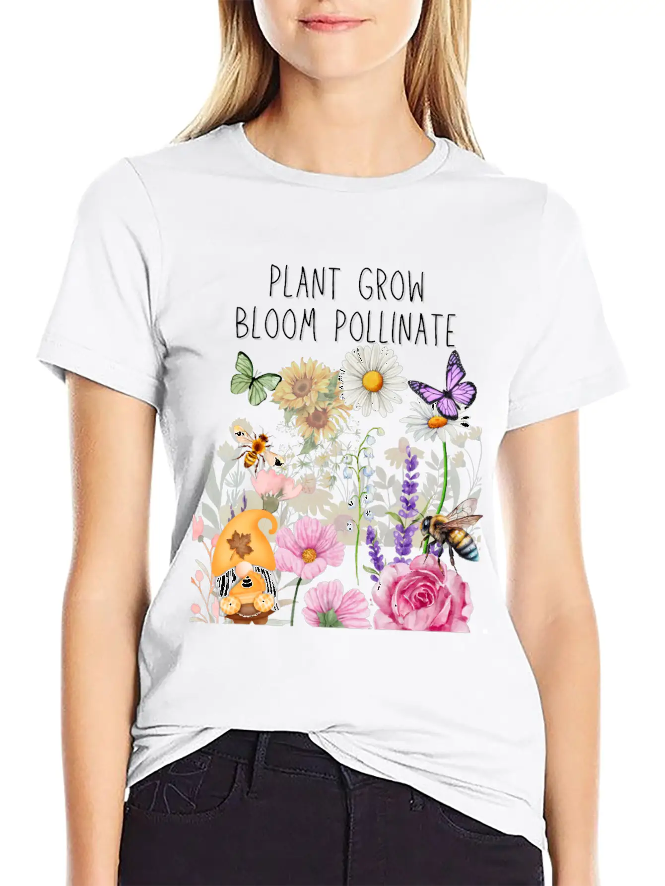 Plant Grow Bloom Pollinate Colorful Design Stylish Everyday T-Shirt – Unisex Basic Cotton Tee
