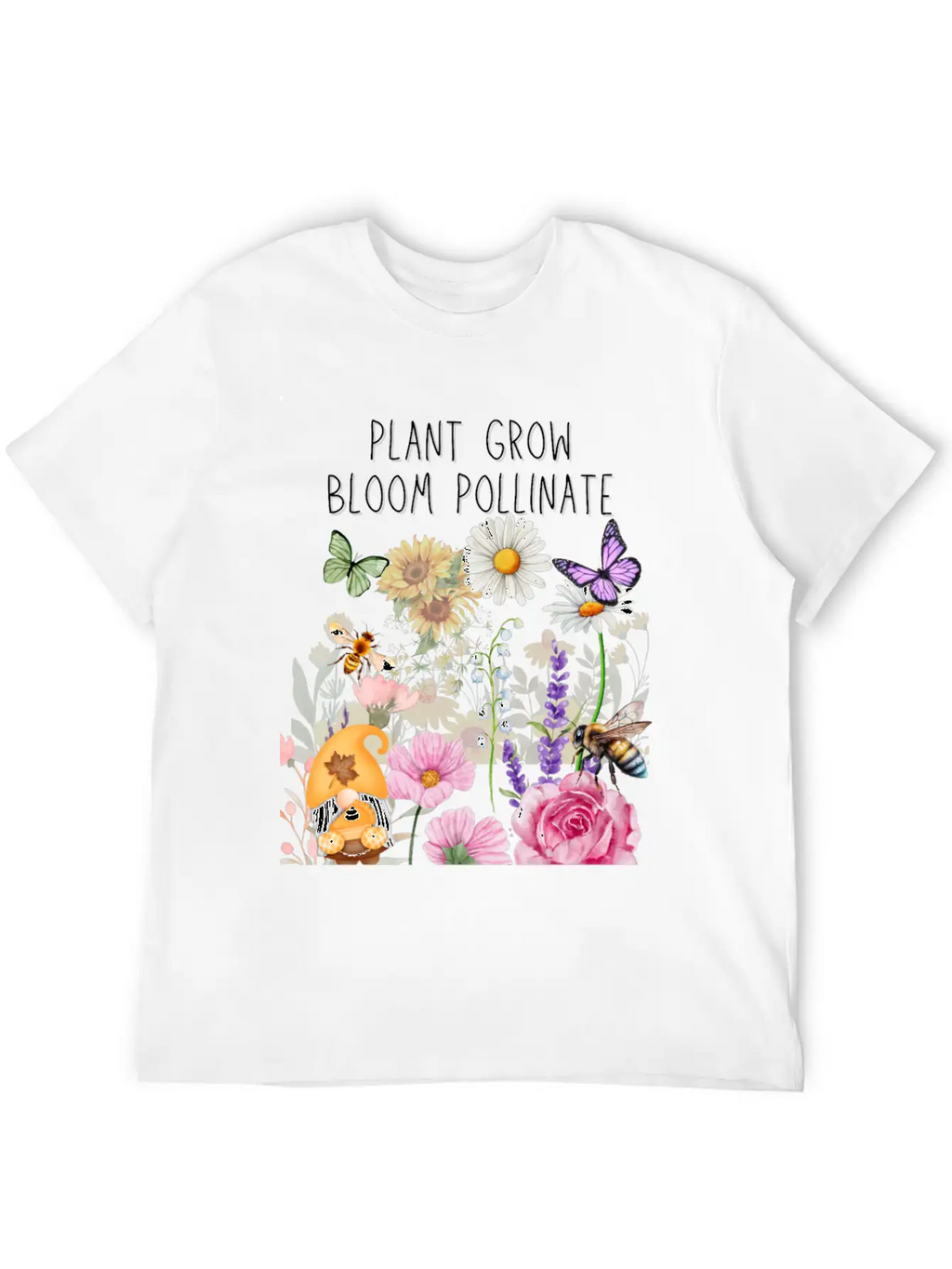 Plant Grow Bloom Pollinate Colorful Design Stylish Everyday T-Shirt – Unisex Basic Cotton Tee
