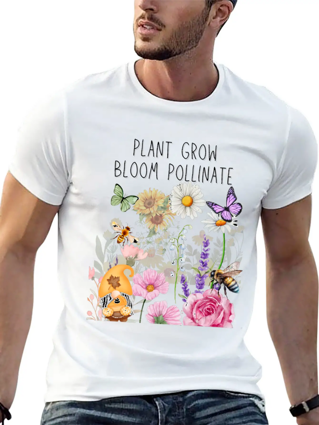 Plant Grow Bloom Pollinate Colorful Design Stylish Everyday T-Shirt – Unisex Basic Cotton Tee