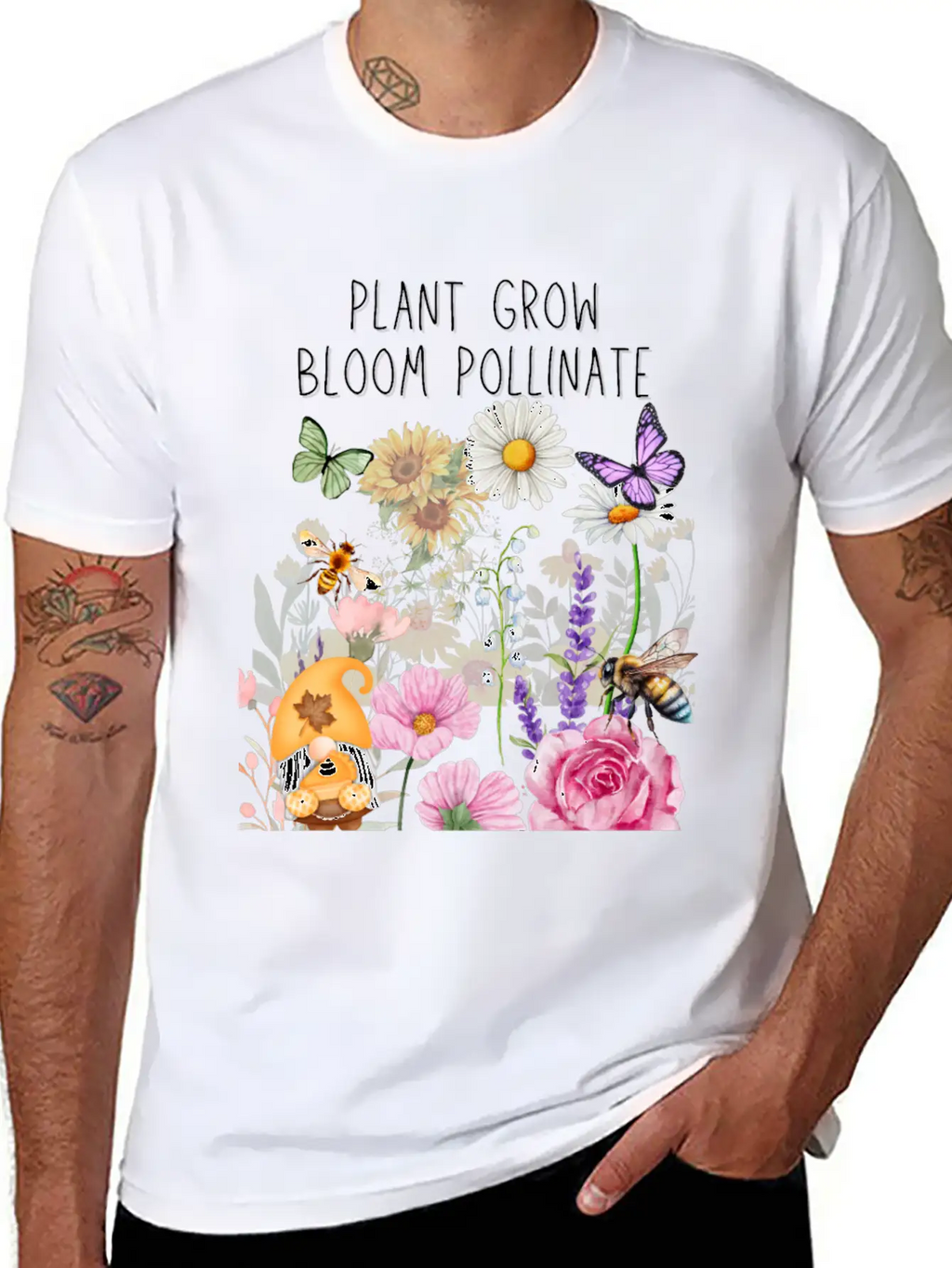 Plant Grow Bloom Pollinate Colorful Design Stylish Everyday T-Shirt – Unisex Basic Cotton Tee