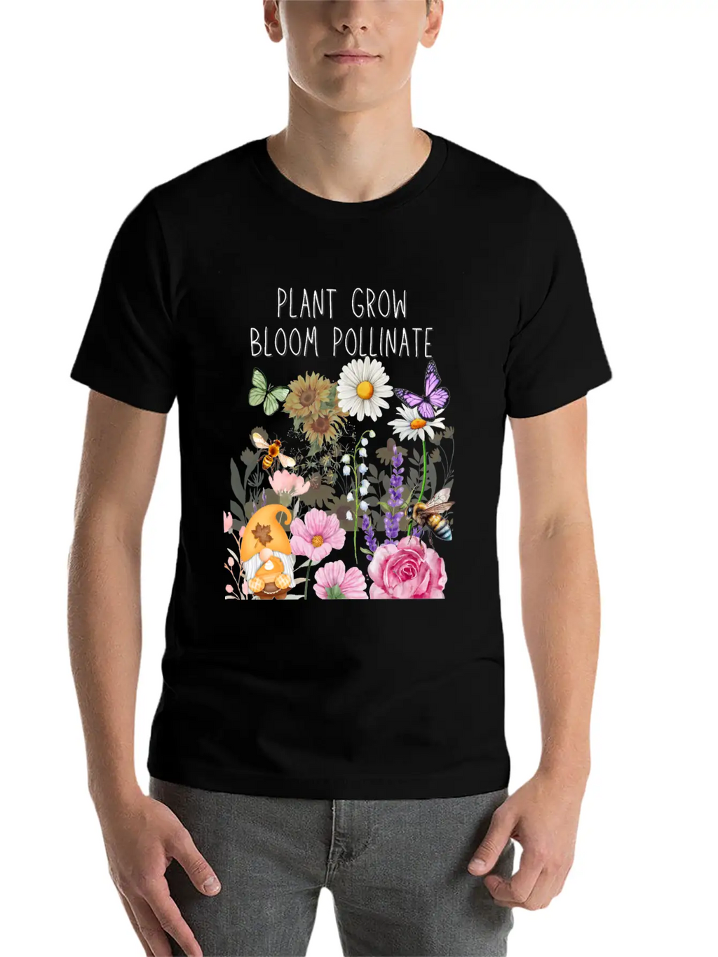 Plant Grow Bloom Pollinate Colorful Design Stylish Everyday T-Shirt – Unisex Basic Cotton Tee