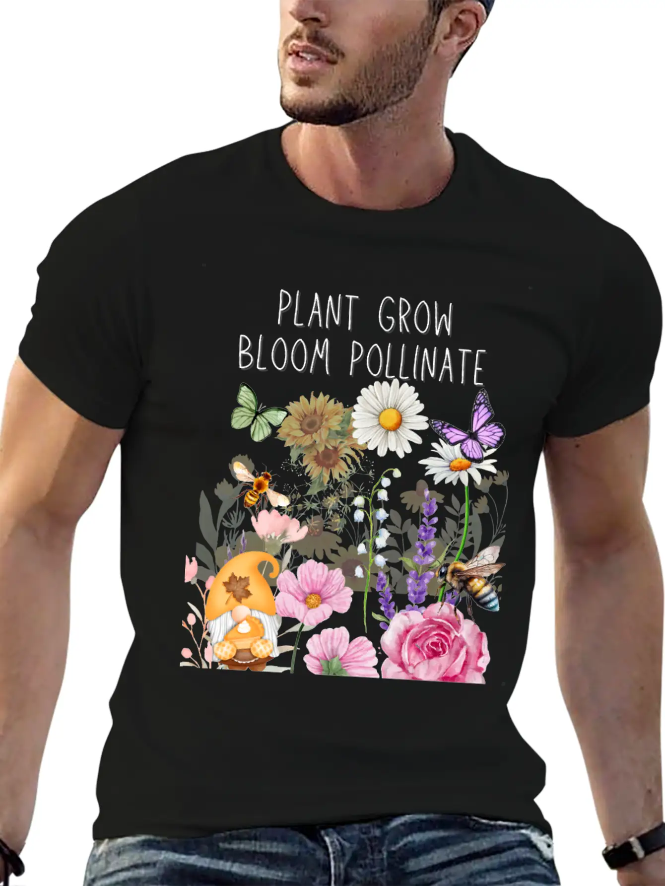 Plant Grow Bloom Pollinate Colorful Design Stylish Everyday T-Shirt – Unisex Basic Cotton Tee
