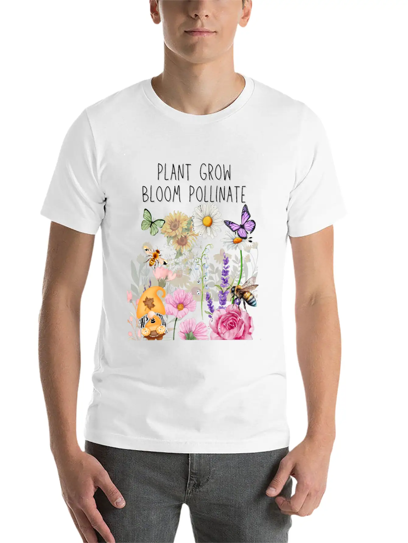 Plant Grow Bloom Pollinate Colorful Design Stylish Everyday T-Shirt – Unisex Basic Cotton Tee