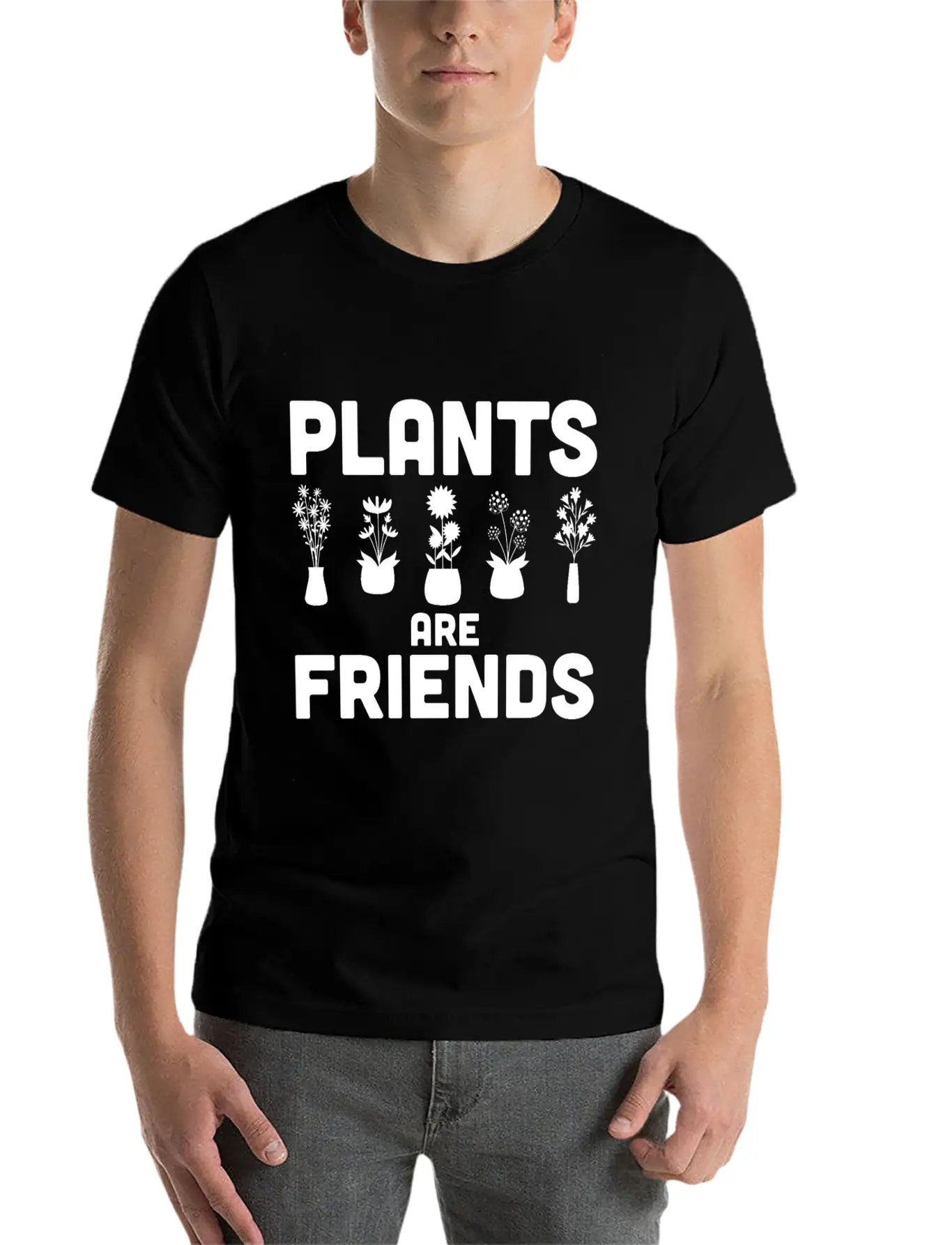 Plants Are Friends Unisex Short Sleeve Soft Cotton T-Shirt – Casual Everyday Wear