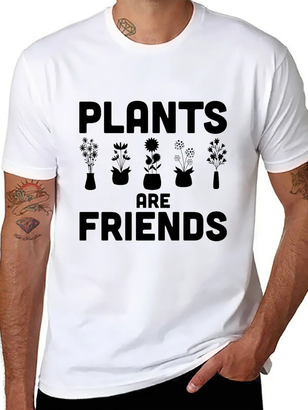 Plants Are Friends Unisex Short Sleeve Soft Cotton T-Shirt – Casual Everyday Wear