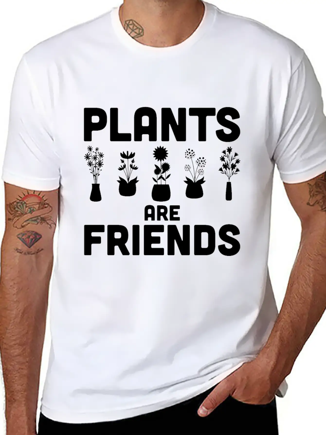 Plants Are Friends Unisex Short Sleeve Soft Cotton T-Shirt – Casual Everyday Wear