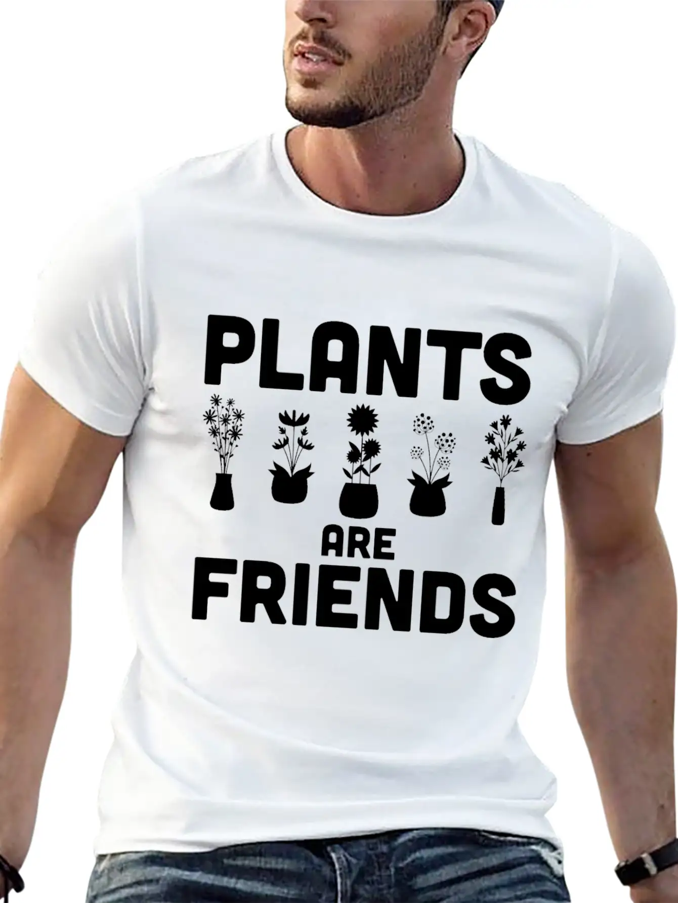 Plants Are Friends Unisex Short Sleeve Soft Cotton T-Shirt – Casual Everyday Wear