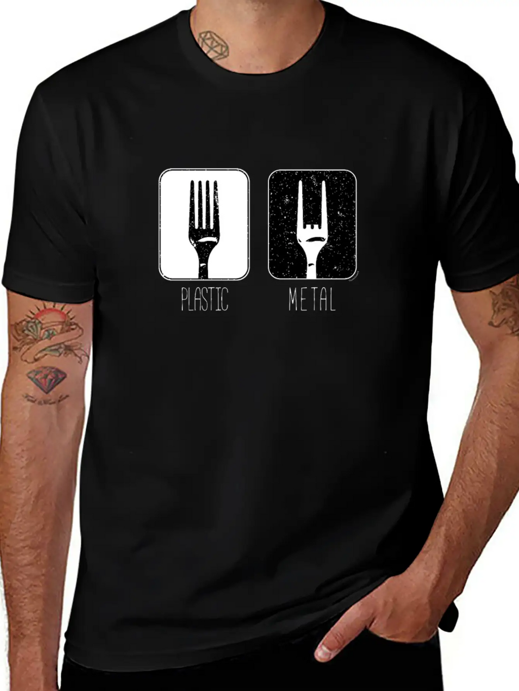 Plastic Metal Fork Breathable Soft Cotton T-Shirt – Timeless Casual Look