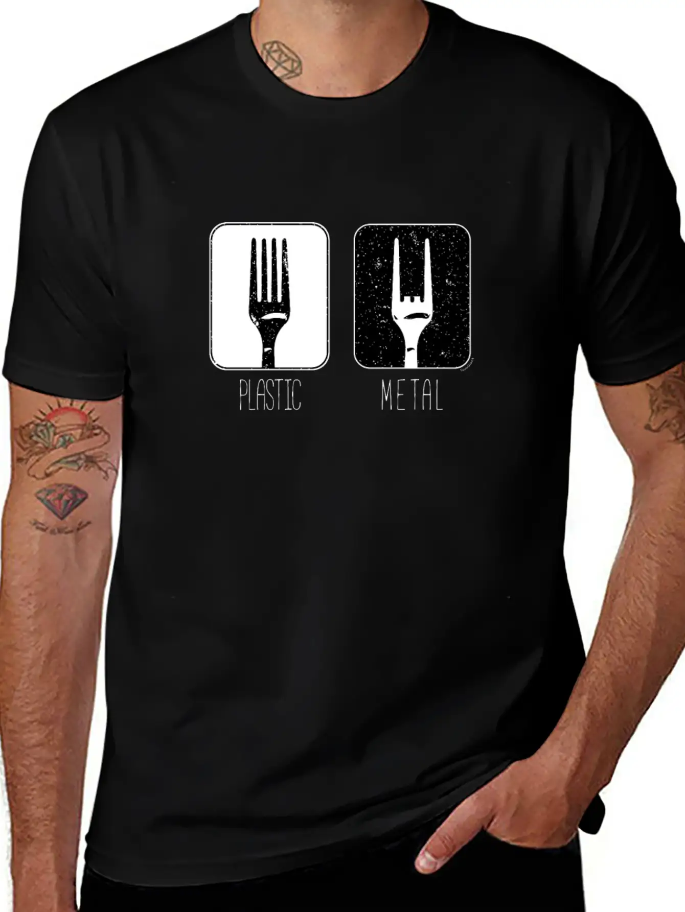 Plastic Metal Fork Breathable Soft Cotton T-Shirt – Timeless Casual Look