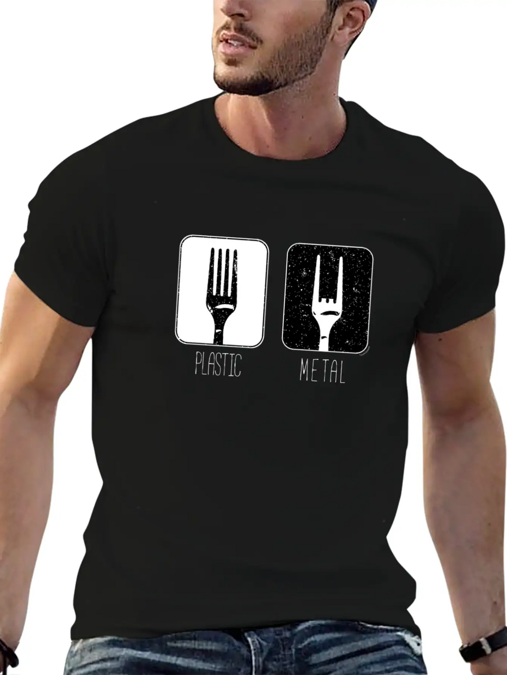 Plastic Metal Fork Breathable Soft Cotton T-Shirt – Timeless Casual Look